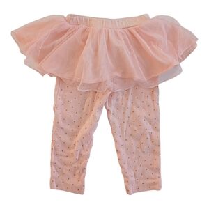 Carter's Girls Baby Pink Tulle Skirted Leggings with Gold Polka Dots Size 18m